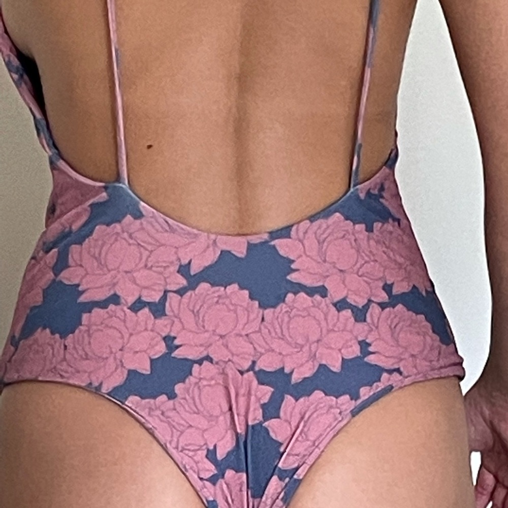 Benoa Swim one piece, lavender & pink lotus print